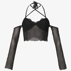 The Kript Nellie Black Strappy Mesh Halter Going Out Top